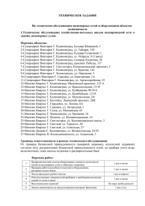 ТЕХНИЧЕСКОЕ ЗАДАНИЕ  На техническое обслуживание инженерных сетей и оборудования объектов недвижимости