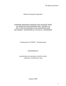 На правах рукописи Нечаев Геннадий Георгиевич ВЛИЯНИЕ