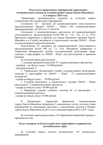Результаты проведенных мероприятий управлением муниципального контроля Администрации города Ханты-Мансийска