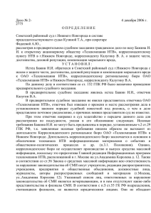 Определение Совесткого районного суда г. Нижнего Новгорода