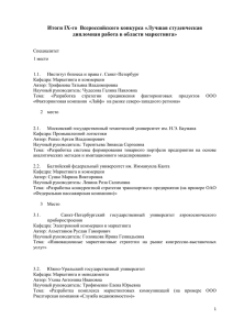 Лучшая студенческая дипломная работа в области маркетинга