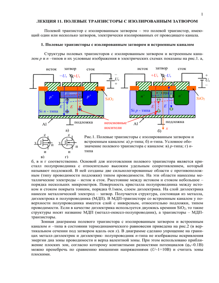 Контрольная работа по теме Расчет полевого транзистора с изолированным затвором