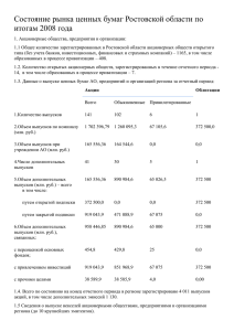 Состояние рынка ценных бумаг Ростовской области по итогам