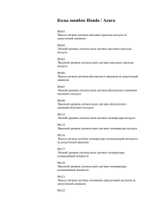 Диагностческие коды неисправностей Honda / Acura