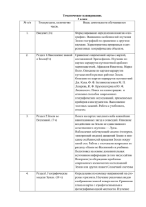 Тематическое планирование. 5 класс № п/п Тема раздела, количество