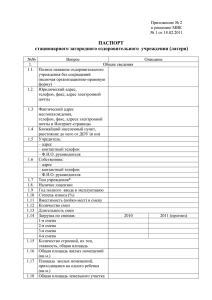 Паспорт стационарного загородного оздоровительного