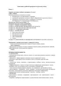 Аннотация к рабочей программе по русскому языку для 6 класса