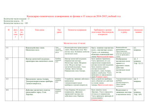 Календарно-тематическое планирование по физике в 11 классе на 2014-2015 учебный...