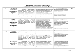 Календарно-тематическое планирование по программе «Занимательная экология». 2 класс Готовимся №