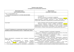 Сравнительная таблица по вопросам налогообложения адвокатов