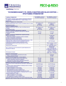“ECONOMIKS-BANK&#34;LTD. WORLD MASTERCARD BLACK EDITION — ПРОГРАММА ПРИВИЛЕГИЙ