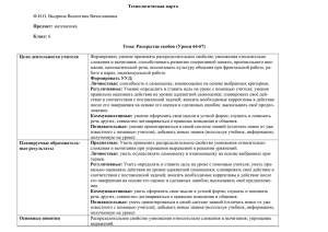 Технологическая карта Предмет: Класс: Тема: Раскрытие скобок (Уроки 64-67)