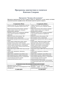 Программы диагностики в госпитале Кангнам Северанс  Программа &#34;Базовое обследование&#34;