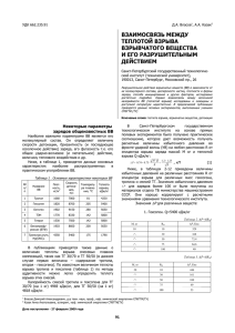 bзаимосвязь ме ду теплотой взрыва взрывчатоγо вещества и