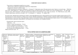 ПОЯСНИТЕЛЬНАЯ ЗАПИСКА Тематическое планирование разработано на основе: