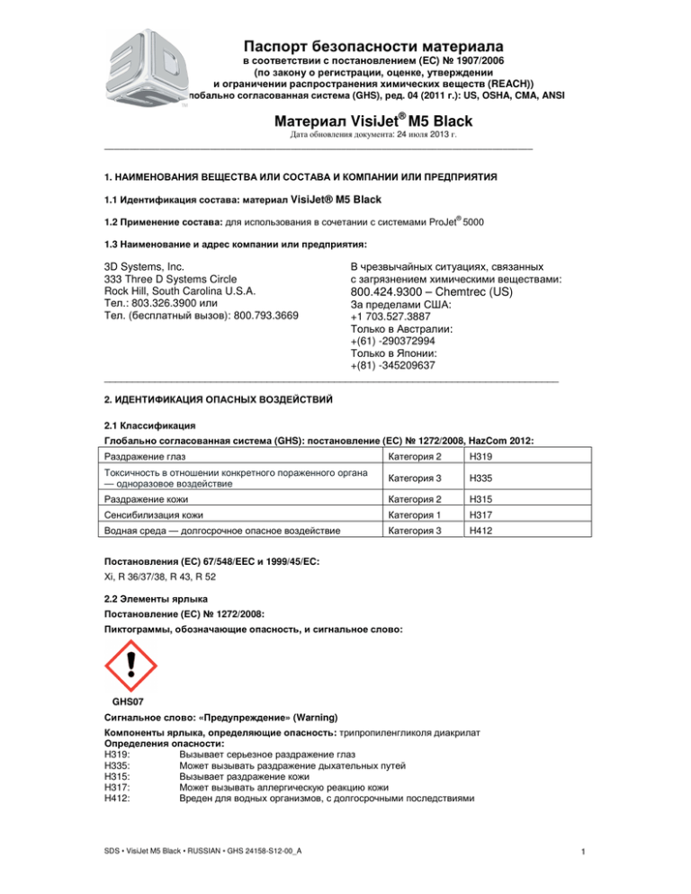 Паспорт материала образец