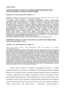 УДК 611.814.53 МОРФОФУНКЦИОНАЛЬНОЕ СОСТОЯНИЕ ШИШКОВИДНОЙ ЖЕЛЕЗЫ ТРЕХНЕДЕЛЬНЫХ САМЦОВ ЛЕСНОЙ ПОЛЕВКИ