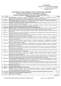 «Утверждаю» ТЕМАТИКО-КАЛЕНДАРНЫЙ ПЛАН ПРАКТИЧЕСКИХ ЗАНЯТИЙ по биологической химии для иностранных студентов