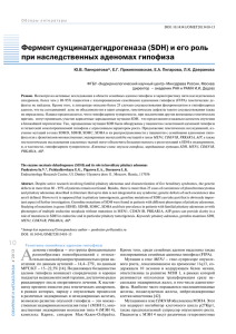 Фермент сукцинатдегидрогеназа (SDH) и его роль при наследственных аденомах гипофиза