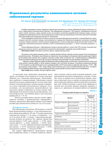 Отдаленные результаты комплексного лечения заболеваний гортани В.Г. Тролль , С.Л. Таптапова