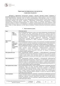 Характеристика финансовых инструментов и присущих им рисков