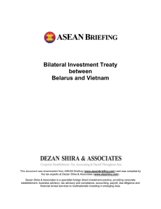 Bilateral Investment Treaty between Belarus and Vietnam
