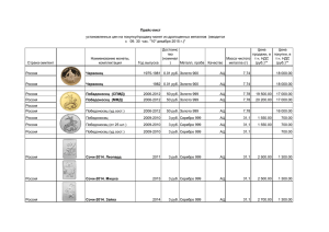 Прайс-лист Страна-эмитент Наименование монеты