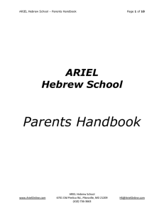 Parents Handbook - ARIEL - Jewish center and synagogue for the