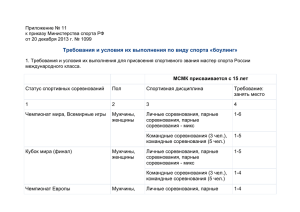 Требования и условия их выполнения по виду спорта «боулинг»