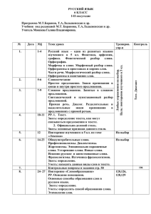 РУССКИЙ ЯЗЫК 6 КЛАСС I-II полугодие Программа М.Т.Баранов