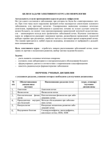 ЦЕЛИ И ЗАДАЧИ ЭЛЕКТИВНОГО КУРСА ПО НЕФРОЛОГИИ