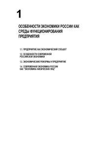 особенности экономики россии как среды функционирования