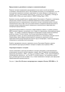 Продуктивность российского экспорта и экономический рост