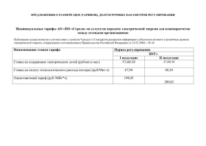 Предложение ОАО "Гидропресс" о размере цен (тарифов) на
