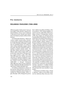 Pro memoria ROLANDAS PAVILIONIS (1944–2006)