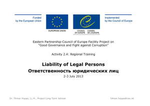 Liability of Legal Persons Ответственность юридических лиц