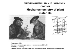 Механохимия растительного сырья Mechanochemistry of plant materials