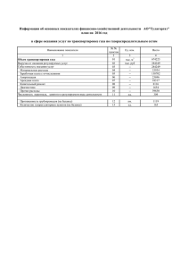 Информация об основных показателях финансово-хозяйственной деятельности   АО&#34;Тулагоргаз&#34;