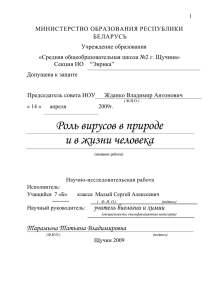 "Роль вирусов в природе и в жизни человека." (Малый