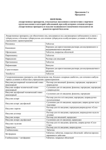 Приложени 2 к Программе ПЕРЕЧЕНЬ лекарственных препаратов, отпускаемых населению в соответствии с перечнем