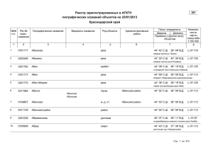 Реестр зарегистрированных в АГКГН 25/01/2013 географических