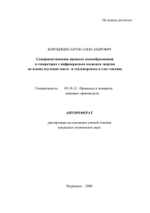 На правах рукописи Совершенствование процесса