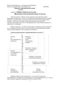 Лекция 12. Общие свойства металлов. Щелочные