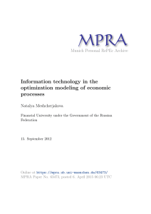 MPRA Information technology in the optimization modeling of economic processes