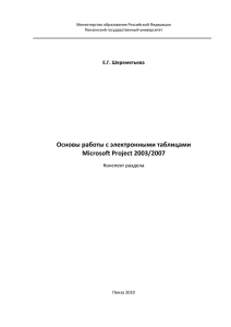 Основы работы с электронными таблицами Microsoft Project