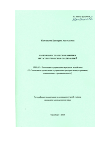 рыночные стратегии развития металлургических предприятий
