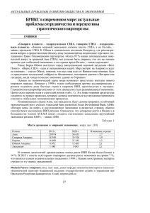 БРИКС в современном мире: актуальные проблемы