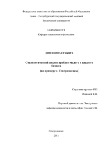 Социологический анализ проблем малого и среднего бизнеса