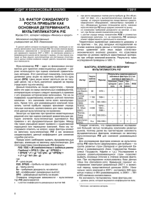 3.9. ФАКТОР ОЖИДАЕМОГО РОСТА ПРИБЫЛИ КАК ОСНОВНАЯ