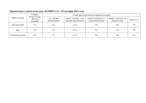 Процентные ставки по вкладу «КАПИТАЛ» с 19 октября 2012 года